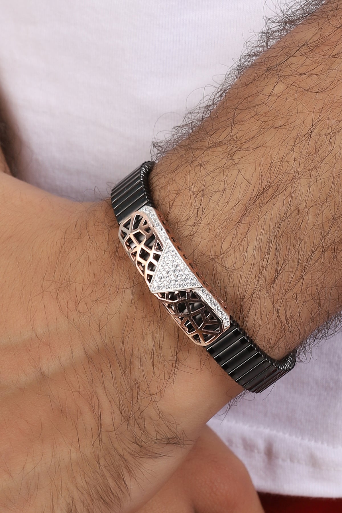 Triangle Rolex Silver Bracelet for Mens