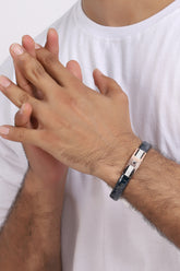 Senter Pointed Ceramic Silver Bracelet for Mens