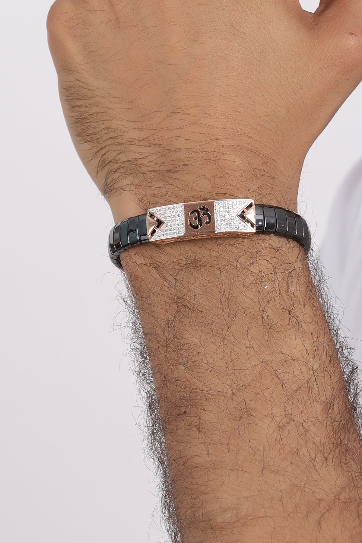 Silver Om Ceramic Bracelet for Mens