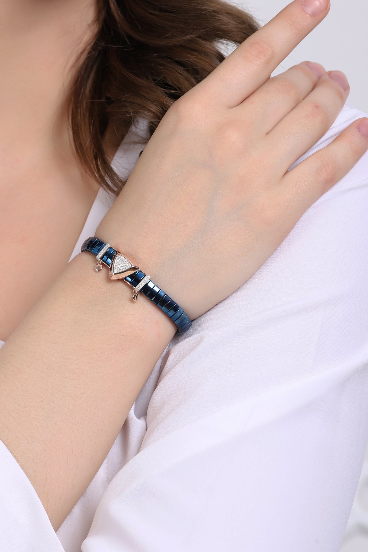 Silver Heart Link Bracelet for Womans