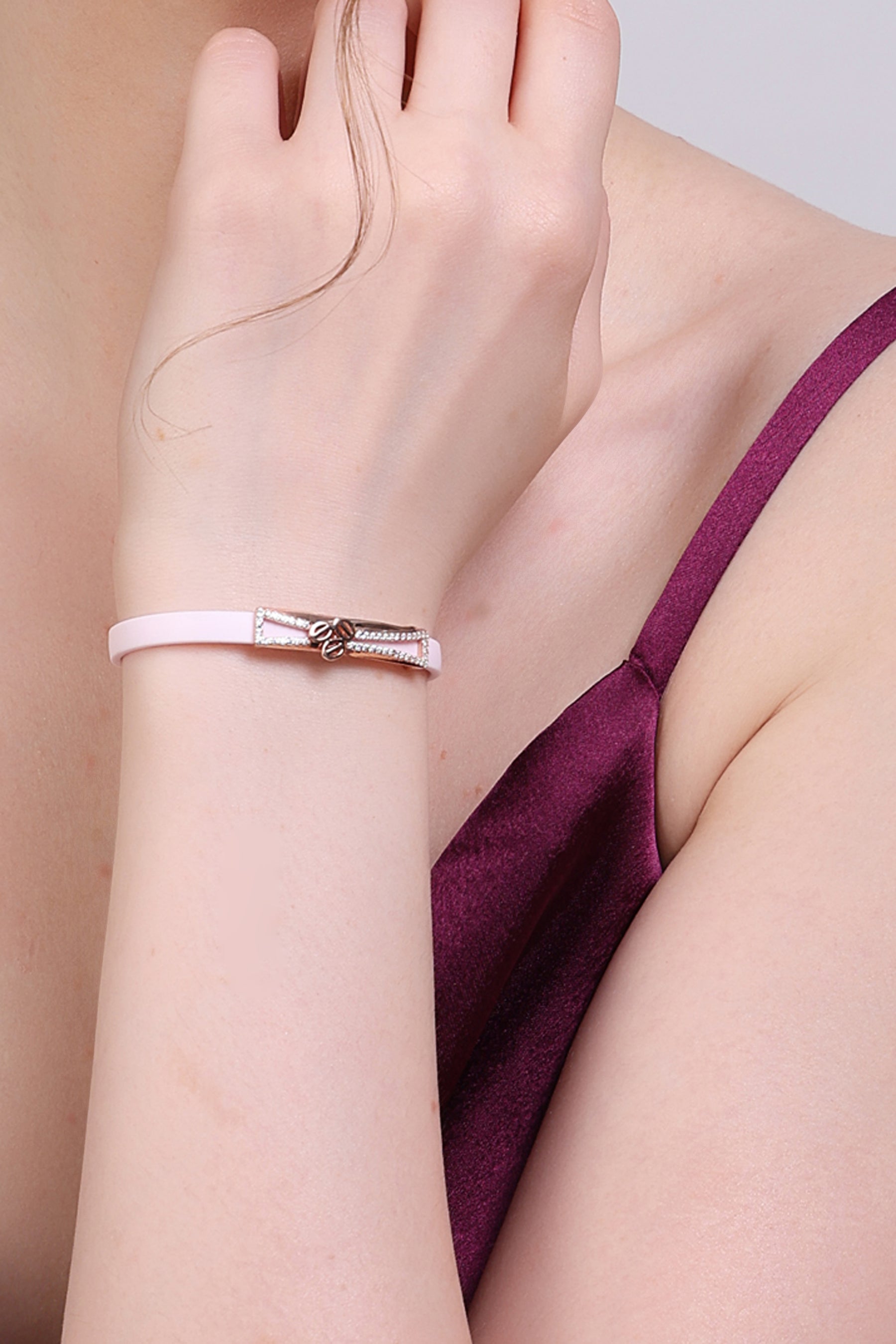 Rose Gold Silver Leather Bracelet for Womens
