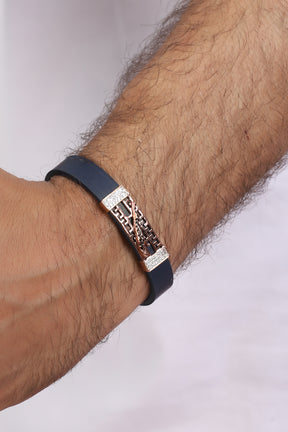 Jaguar Symbol Leather Silver Bracelet For Mens